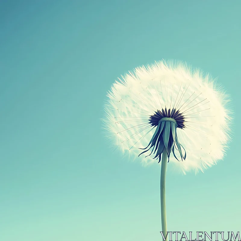 Dandelion Seeds Floating in Tranquil Sky AI Image