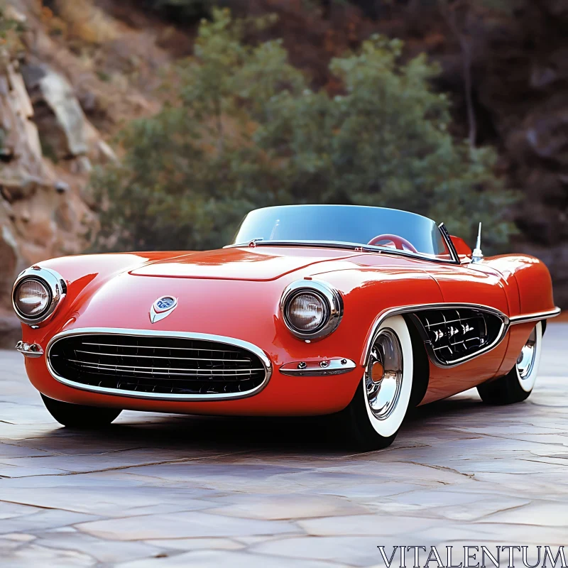 Classic Red Convertible in Pristine Condition AI Image