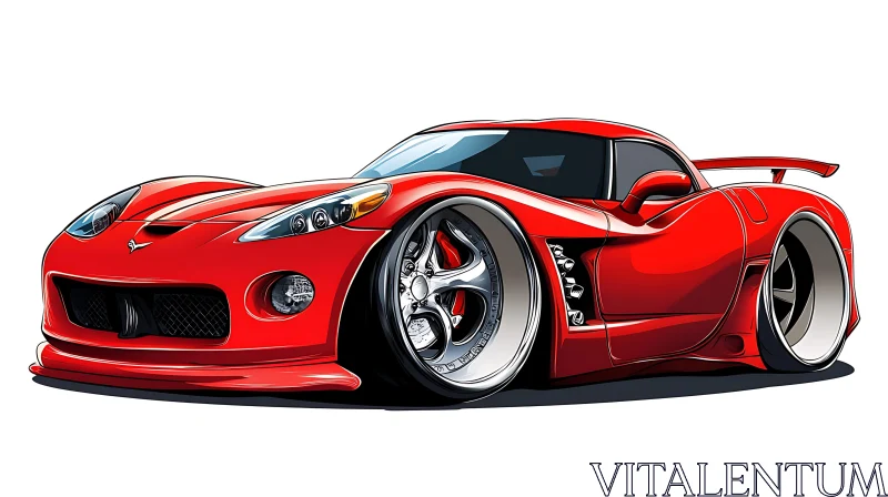 Striking Red Sports Automobile AI Image