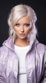 Stunning Blonde Beauty in a Purple Jacket - Photorealistic Detail