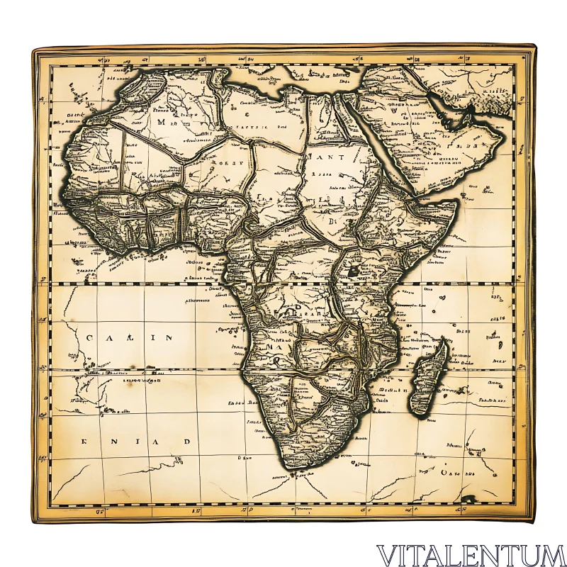 Vintage Cartographic Map of Africa AI Image