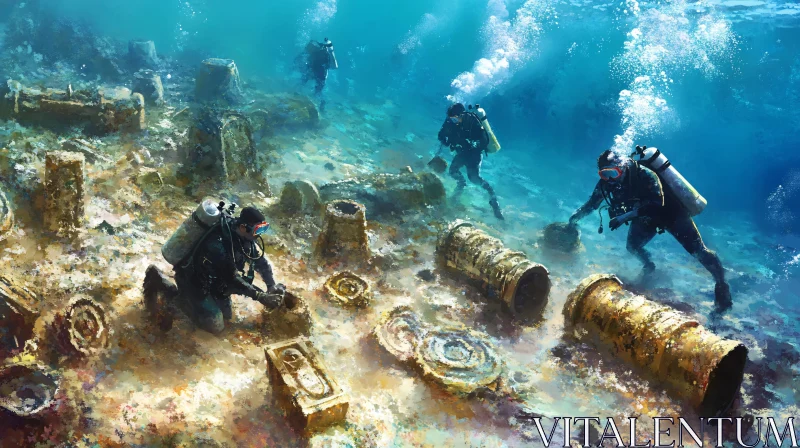 Sea Divers Uncover Lost Treasures AI Image