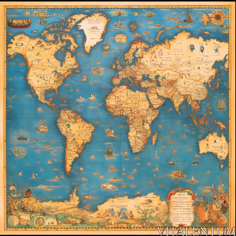 Historical World Navigation Map AI Image