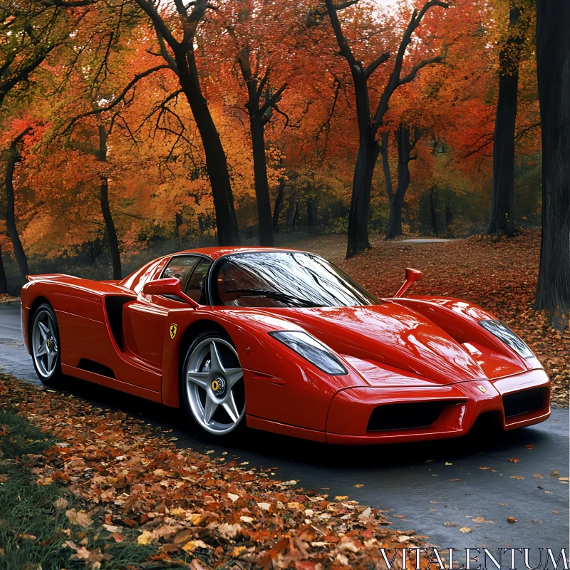 AI ART Ferrari in Autumn Forest