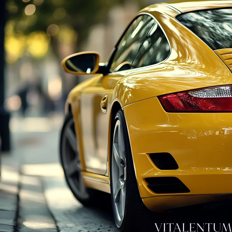 Luxury Yellow Sports Car in Urban Setting AI Image