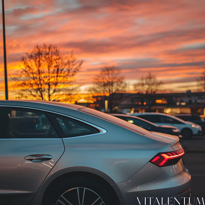 AI ART Modern Car Parked During Evening Twilight