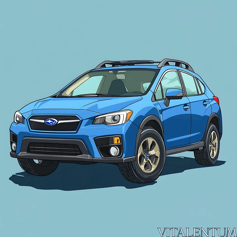 Blue SUV Car Illustration AI Image