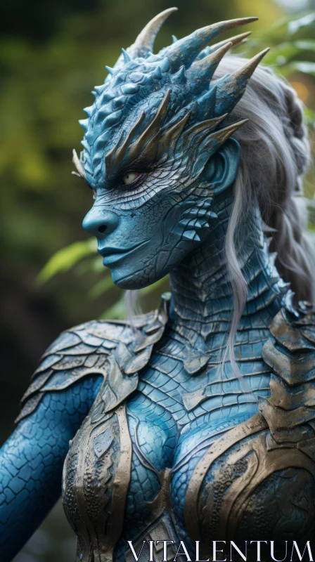AI ART Hyper-Detailed Fantasy Art: Blue Warcraft Dragon Painter in Forest