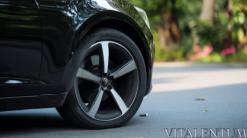 Modern Car Wheel Close-Up AI Image