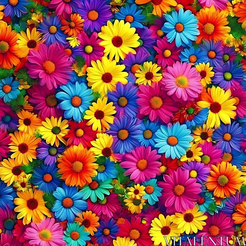 Colorful Daisy Flowers Floral Pattern AI Image