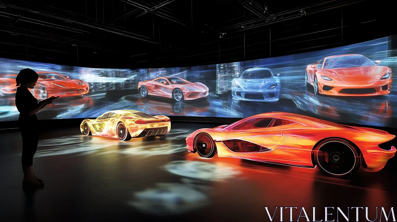 Digital Installation of Futuristic Cars AI Image