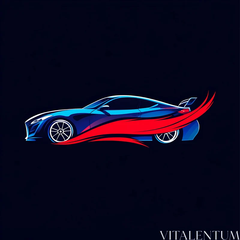 Dynamic Blue Sports Car Art AI Image