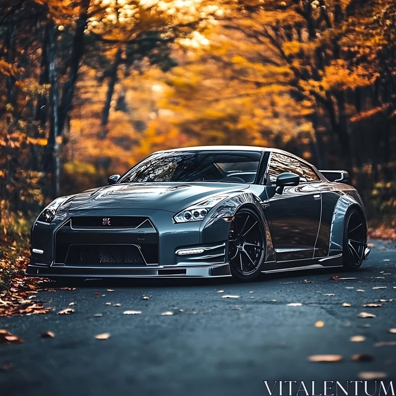 Sports Car in Autumn Setting AI Image