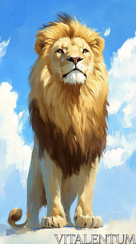 Regal Lion Under the Sky AI Image