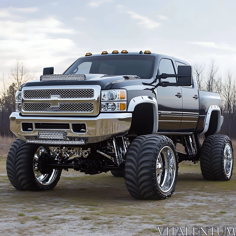 Heavily Modified Lifted Pickup Truck AI Image