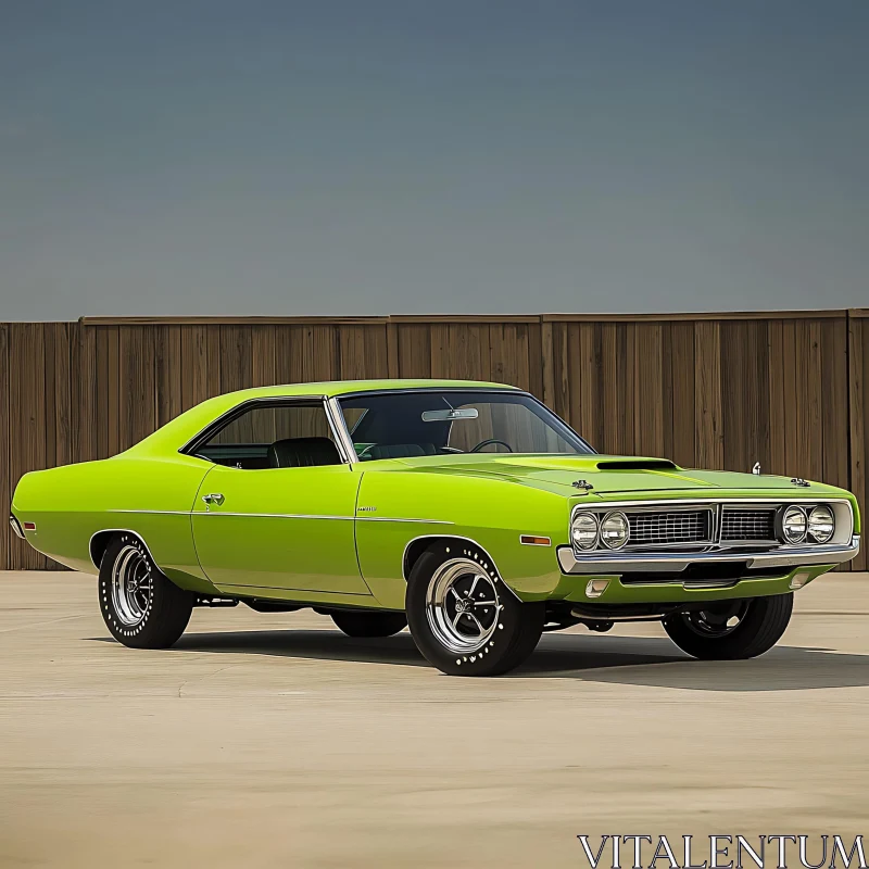 Vintage Muscle Car in Striking Green Hue AI Image