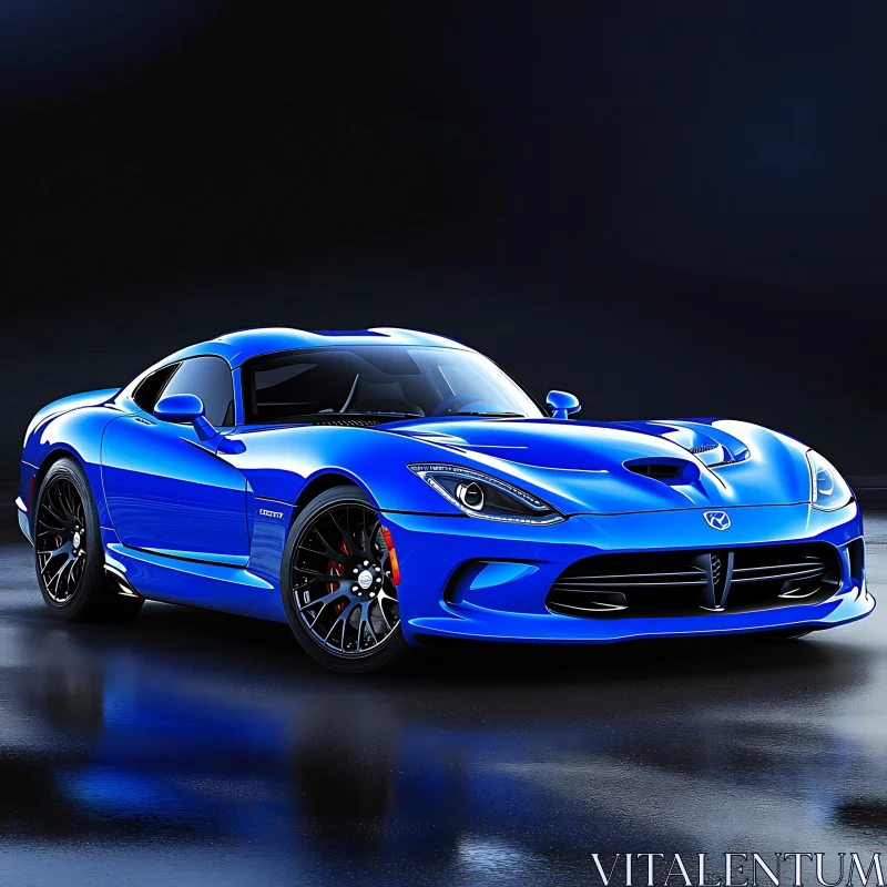 Luxurious Blue Sports Car with High-Performance Features AI Image