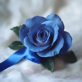 Elegant Blue Rose with Ribbon