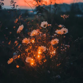 Illuminated Flowers at Dusk