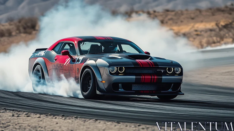 Sleek Muscle Car Drifting at High Speed AI Image