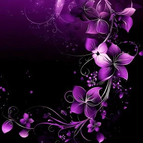 Abstract Purple Flower Art with Dark Background