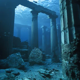 Submerged Ancient Ruins in the Deep Sea