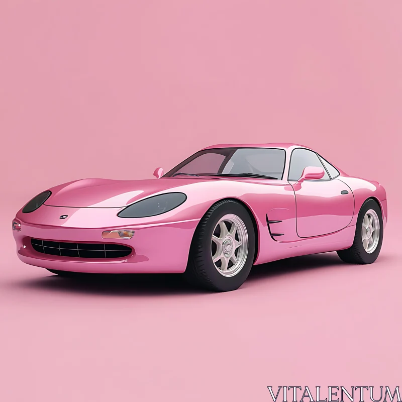 Striking Pink Car with Aerodynamic Shape AI Image