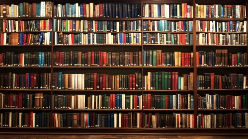 Library Shelf with Diverse Book Collection