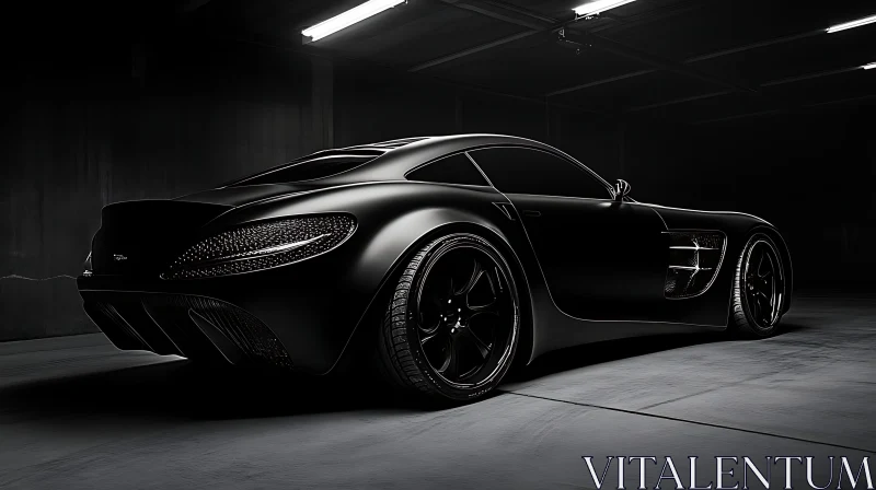 Luxurious Black Sports Car in Garage AI Image