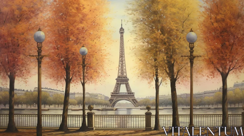 AI ART Autumn in Paris: Oil Painting of Eiffel Tower