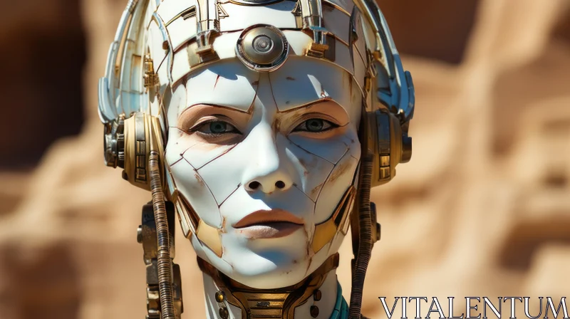 Steampunk Style Futuristic Woman in Desert - Captivating Close-up AI Image