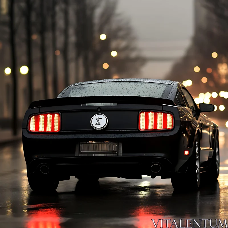 Elegant Black Sports Car in Urban Setting AI Image