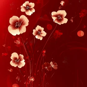 Red-Themed Digital Flower Art