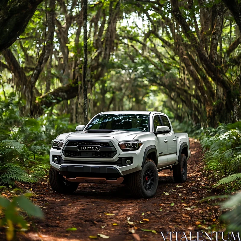 Pickup Truck in a Forest Adventure AI Image