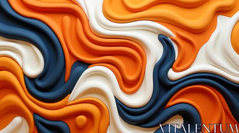 Wavy 3D Pattern with Colorful Liquids - A Soft, Rounded Forms Artwork AI Image