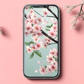 Cherry Blossoms on Smartphone Screen