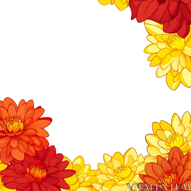 AI ART Red and Yellow Flower Border