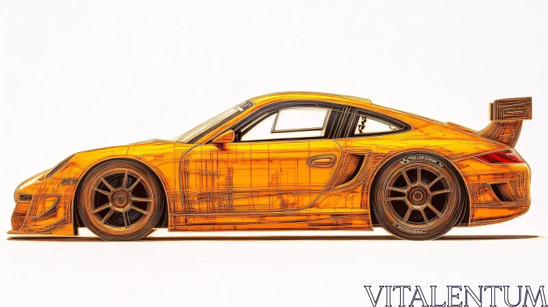 Digital Sports Car Wireframe Art AI Image