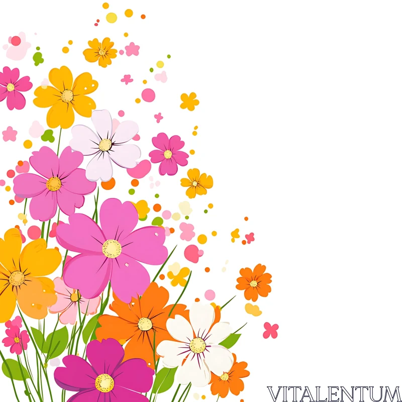 Floral Abstraction with Colorful Blooms AI Image