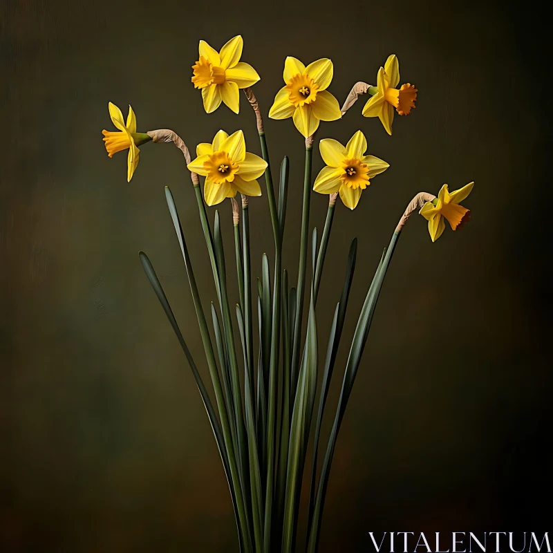 Springtime Yellow Daffodils AI Image