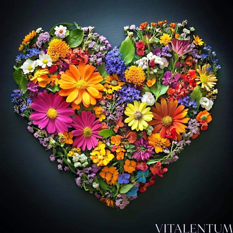 AI ART Multicolored Floral Heart Arrangement