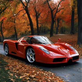 Ferrari in Autumn Forest