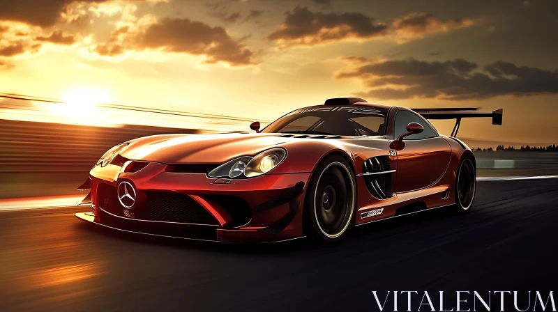 Sunset Racing with a Luxury Sports Car AI Image