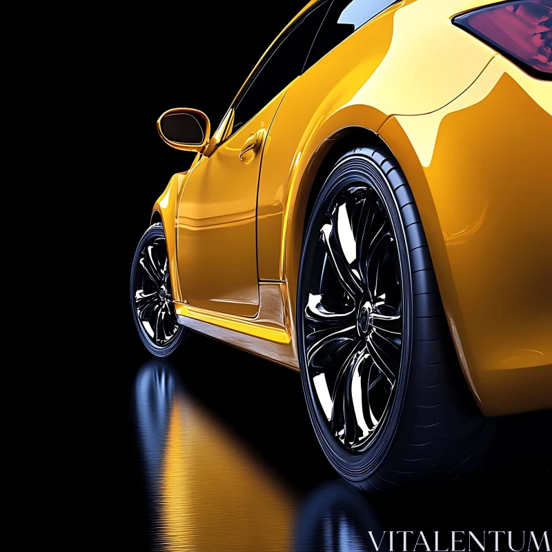 Sleek Yellow Automobile with Reflective Surface AI Image