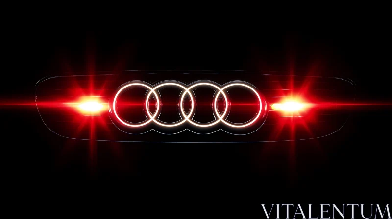 Illuminated Car Logo on Black AI Image