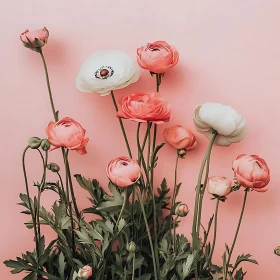 Blossoming Anemones in Pink and White