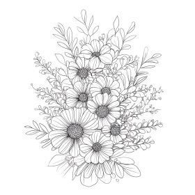 Detailed Floral Line Art Illustration