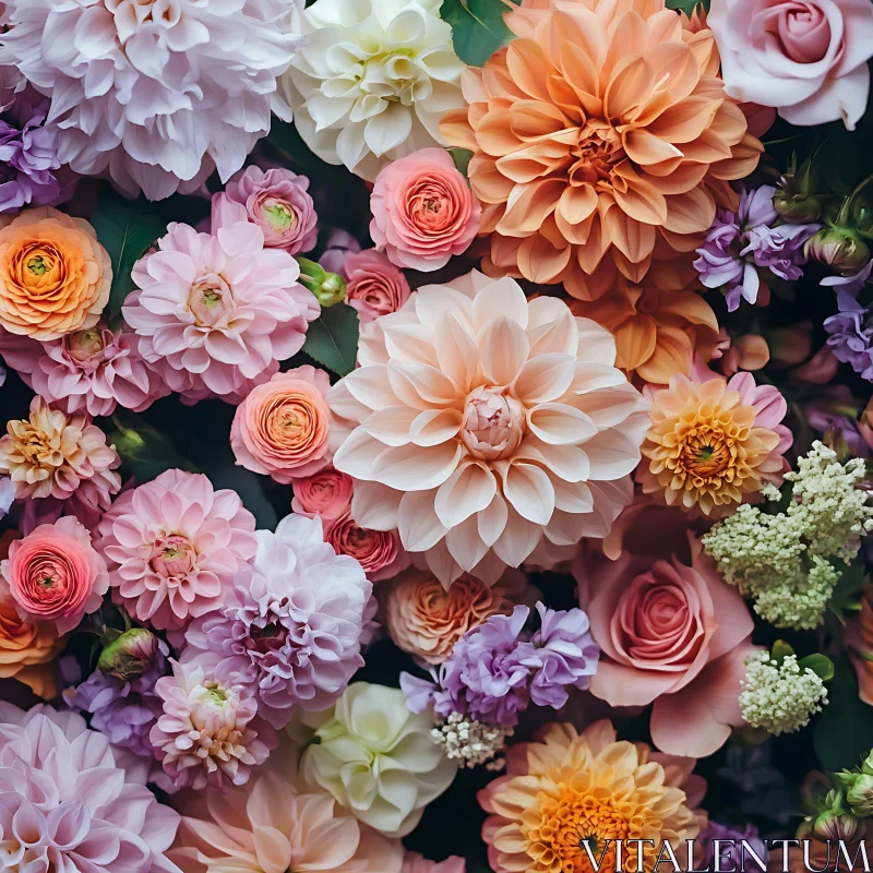 Assorted Flower Arrangement - Dahlias and Roses AI Image