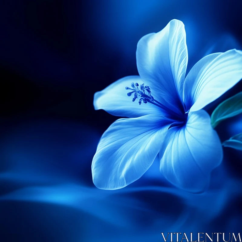 Close-Up of a Blue Flower with Delicate Petals AI Image