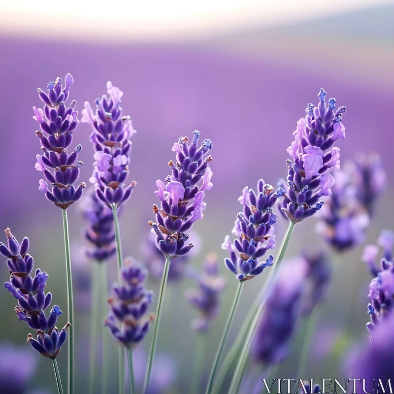 Lavender Blooms in a Serene Field AI Image